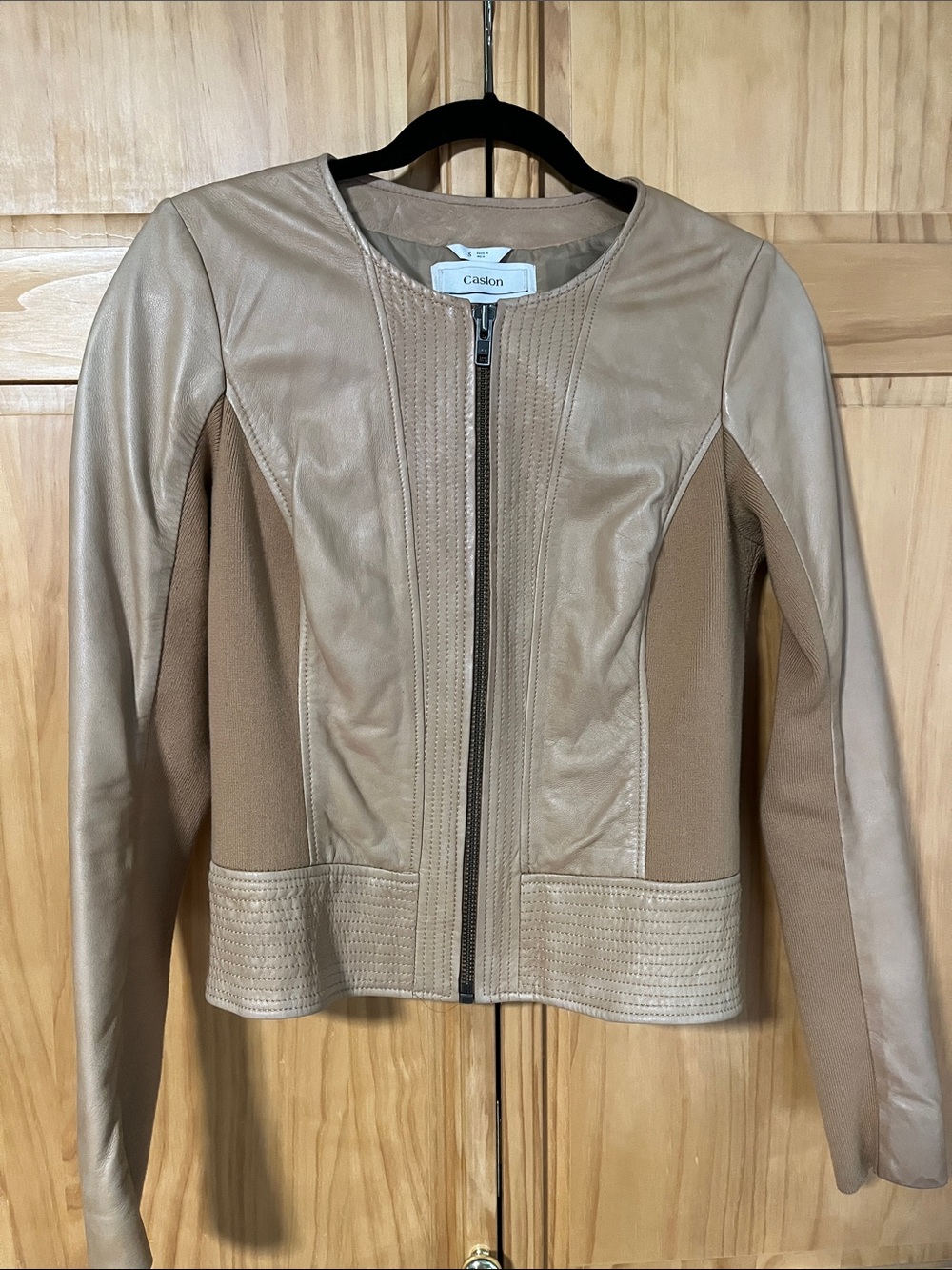 Caslon Tan Leather Zip-Up Jacket